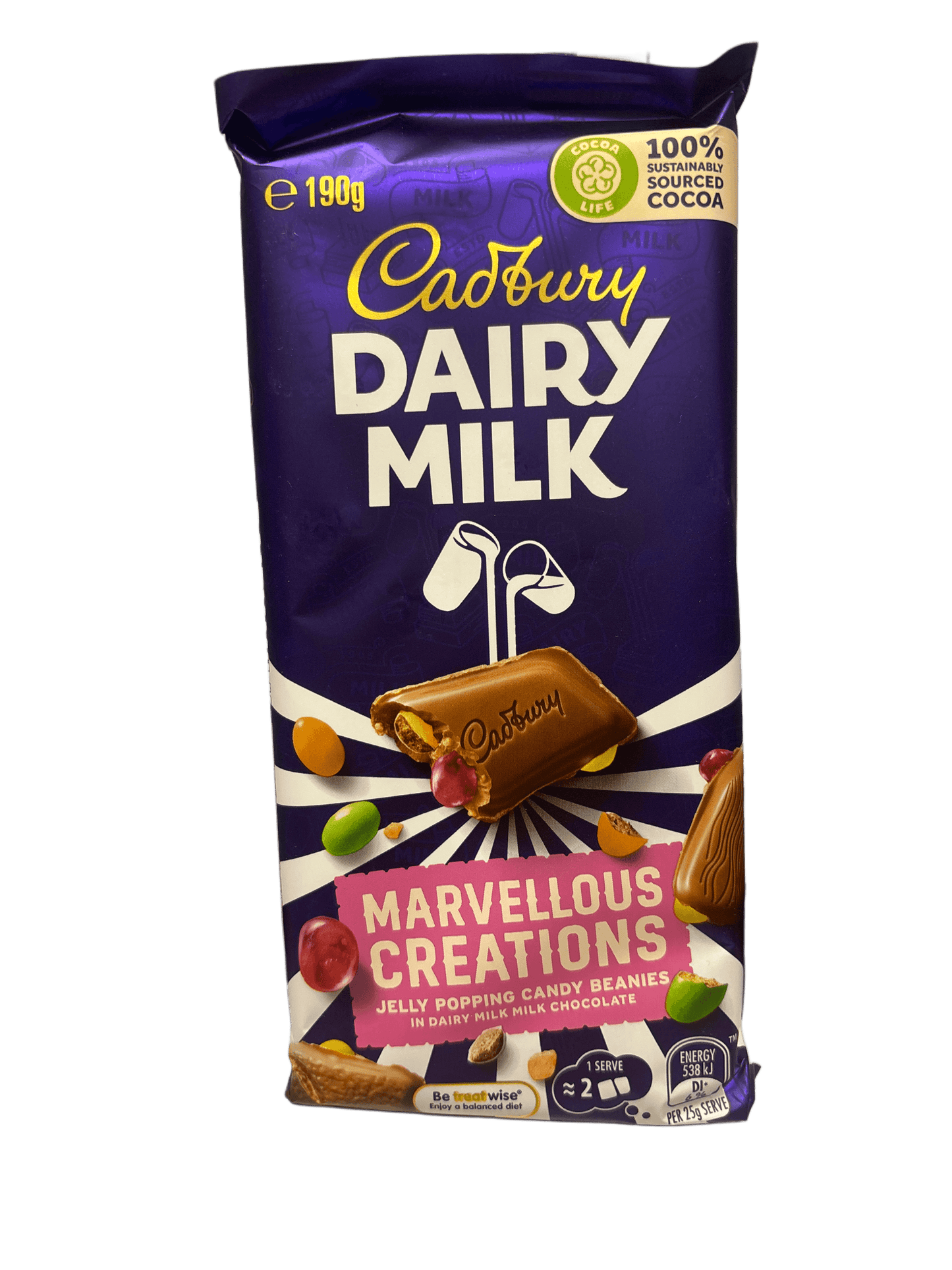 Cadbury Dairy Milk Marvellous Creations Jelly Popping Candy Beanies Chocolate Bar 190G