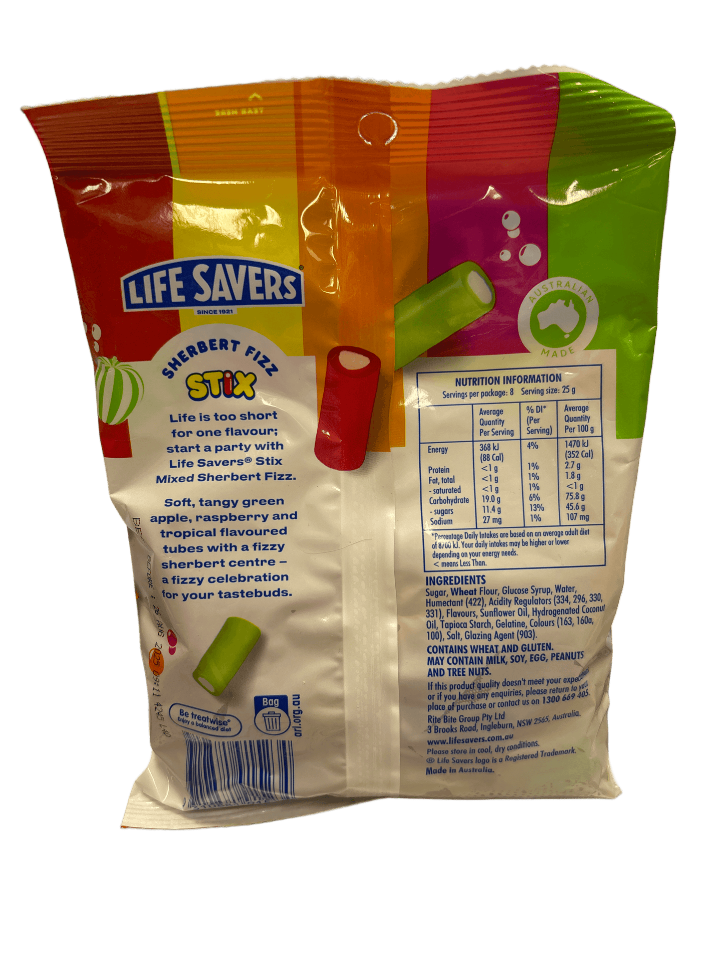 Life Savers Mixed Sherbert Fizz Stix Bag 200G