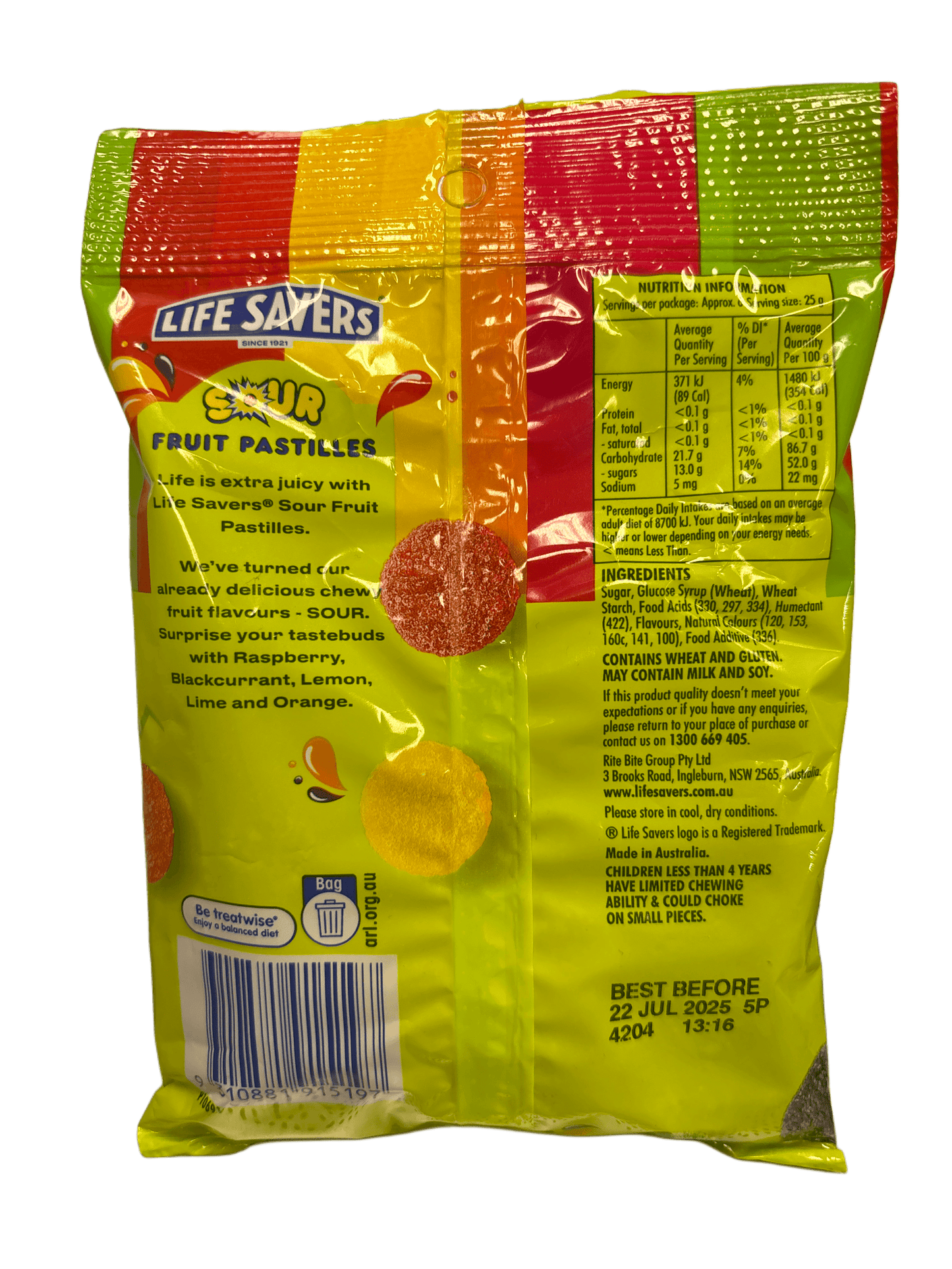 Life Savers Sour Fruit Pastilles Candy Bag 170G