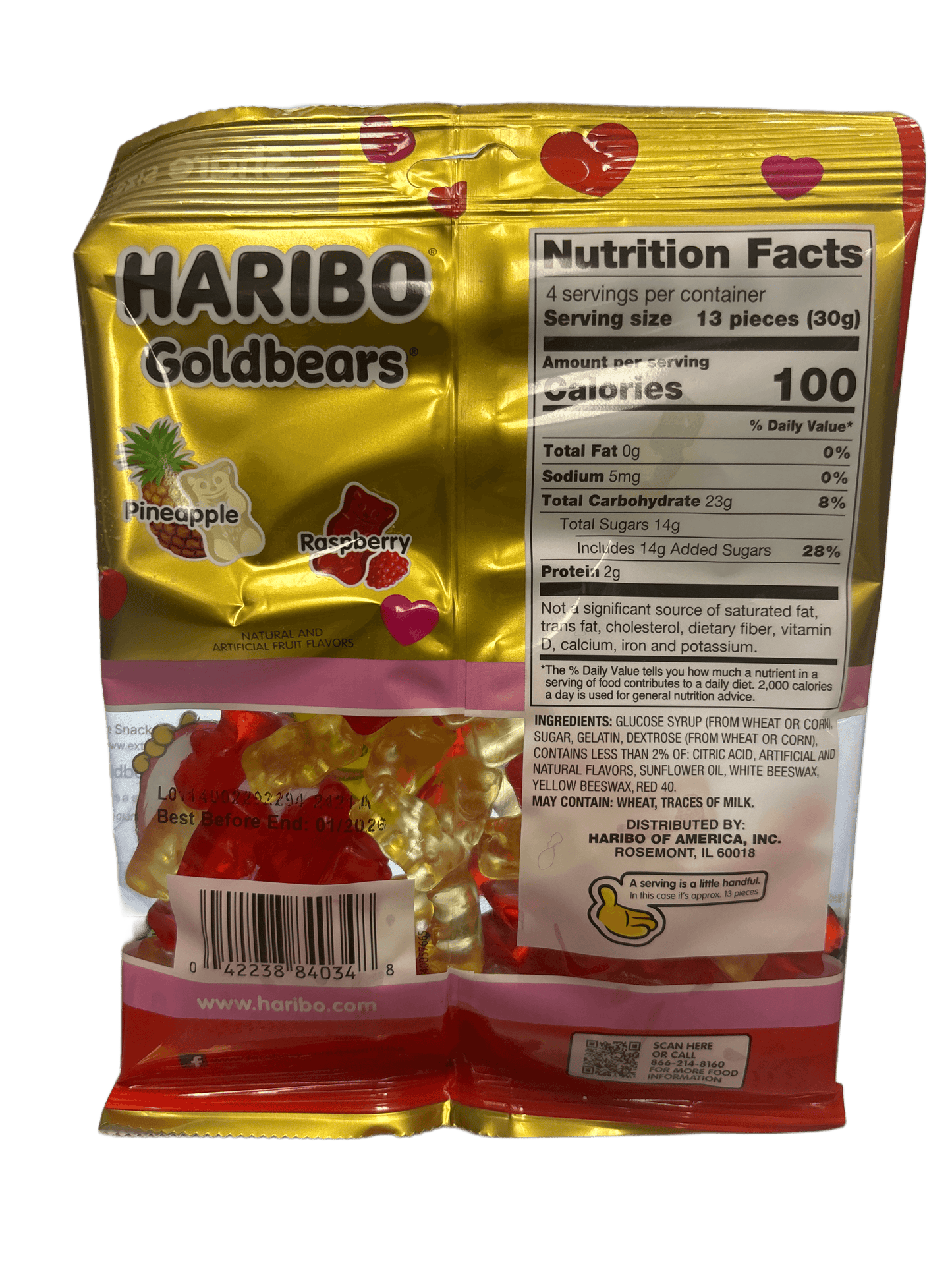 Haribo Goldbears Valentines Candy Bag 4OZ