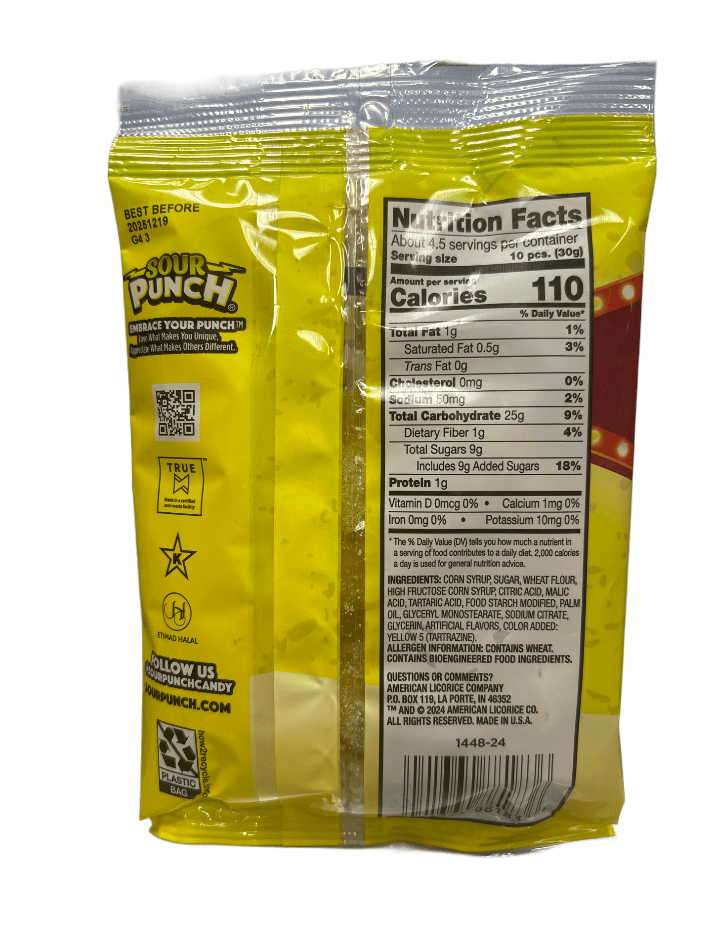 Sour Punch Bites Banana Roulette Candy Bag 5OZ