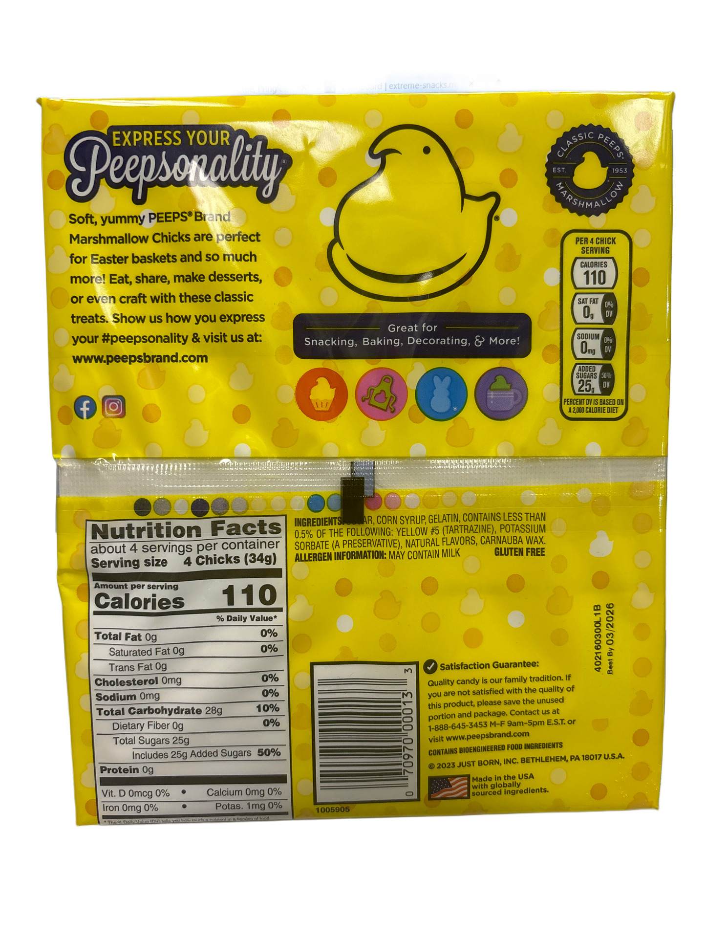 Peeps Marshmallow Original Easter Pack 15 Chicks 4.5OZ