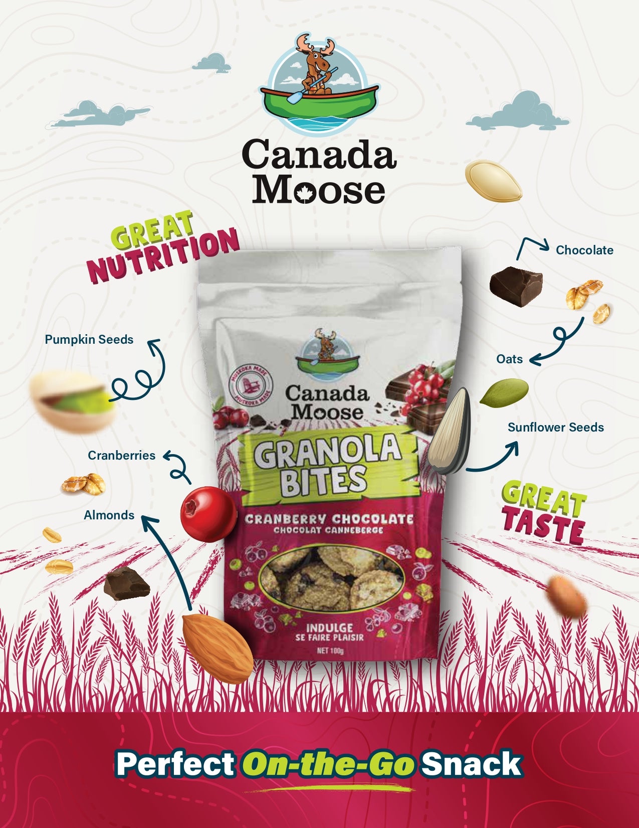 Canada Moose Granola Bites Cranberry Chocolate 100G