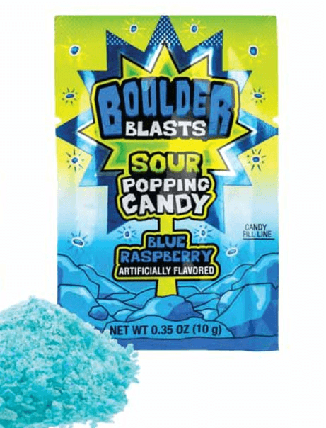 Boulder Blasts Sour Popping Candy Blue Raspberry - Extreme Snacks