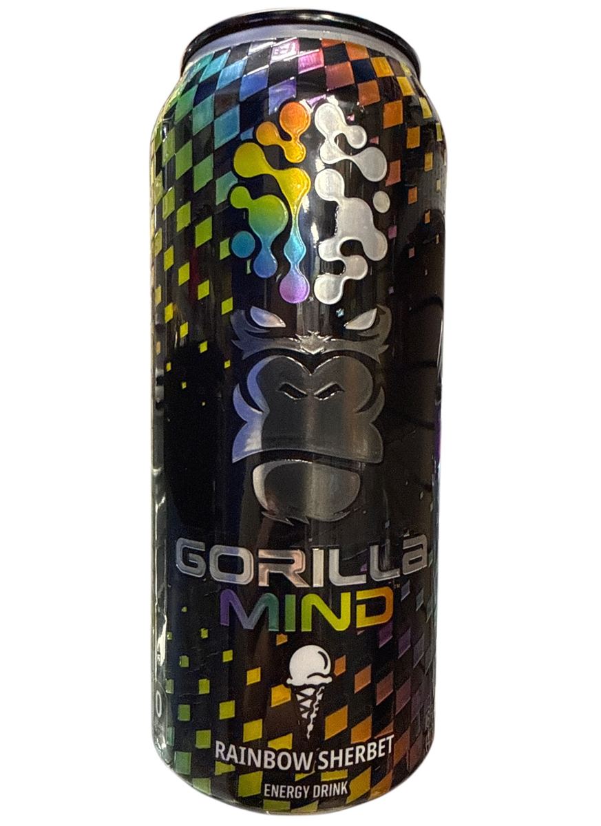 Gorilla Mind Rainbow Sherbet Energy 473ML front can view 5