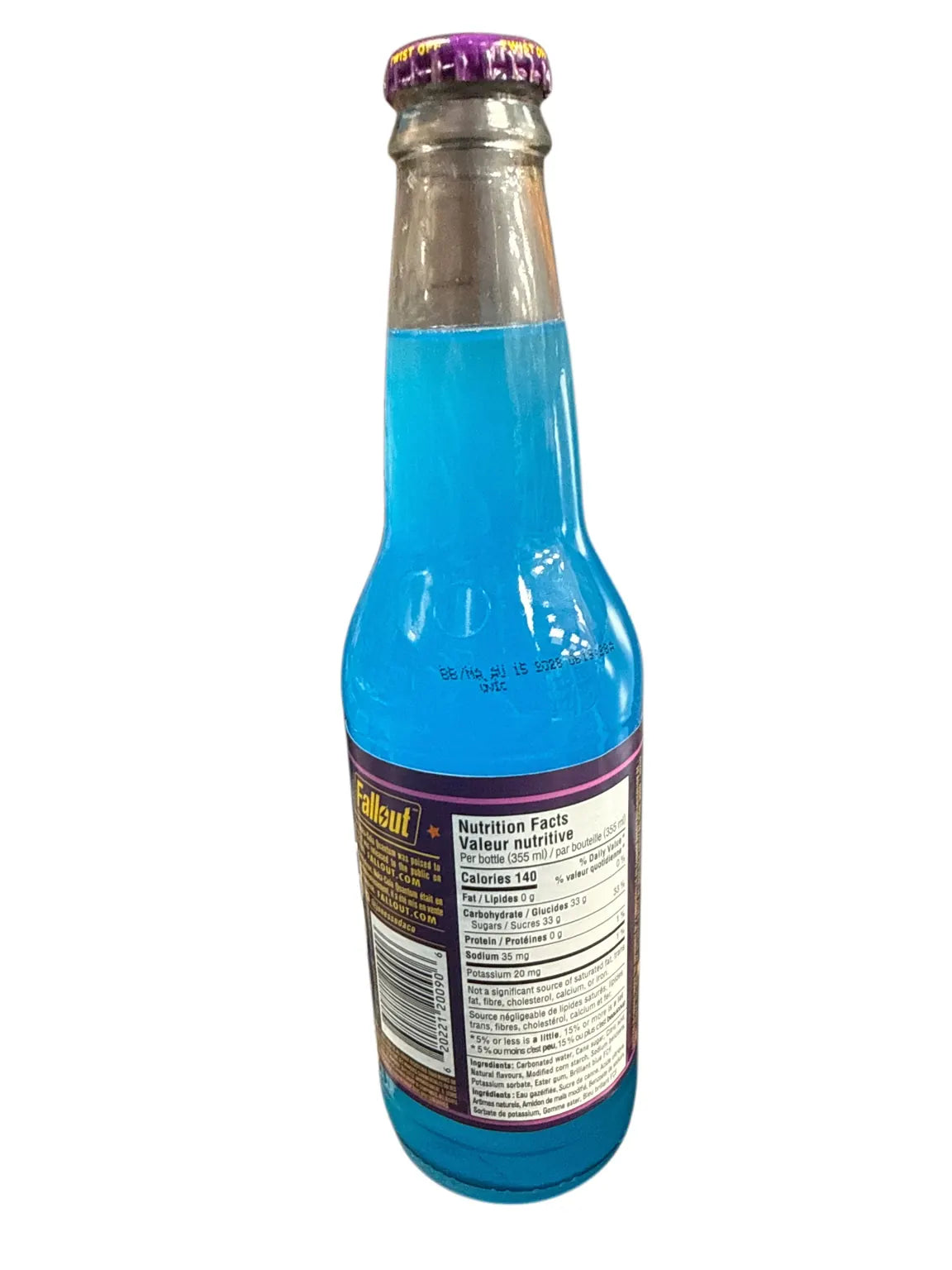 Jones Nuka Cola Quantum Berry Lemonade 355ML Canadian Edition back nutrition label view 3