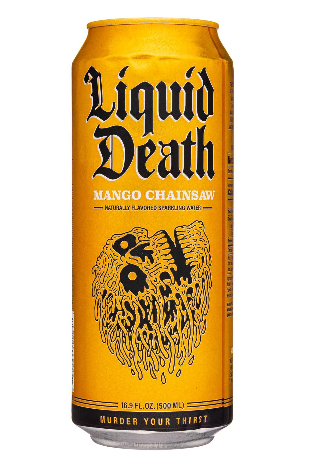 Liquid Death Sparkling Mountain Water Mango Chainsaw - Extreme Snacks