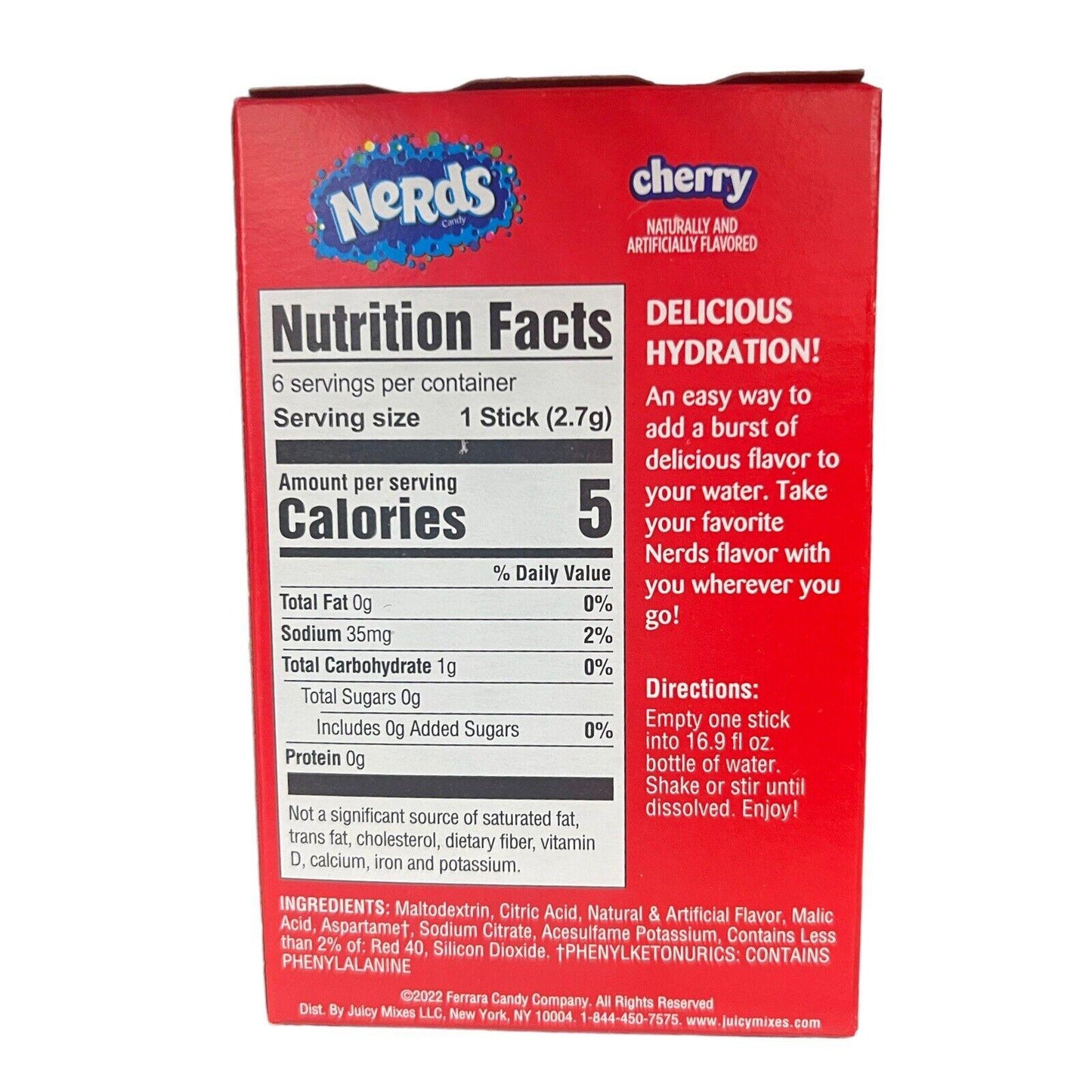 Nerds Cherry Drink Mix - 6 Packets - Extreme Snacks