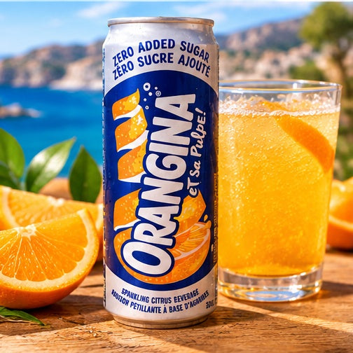 Orangina Zero Added Sugar citrus lifestyle promotional illustration