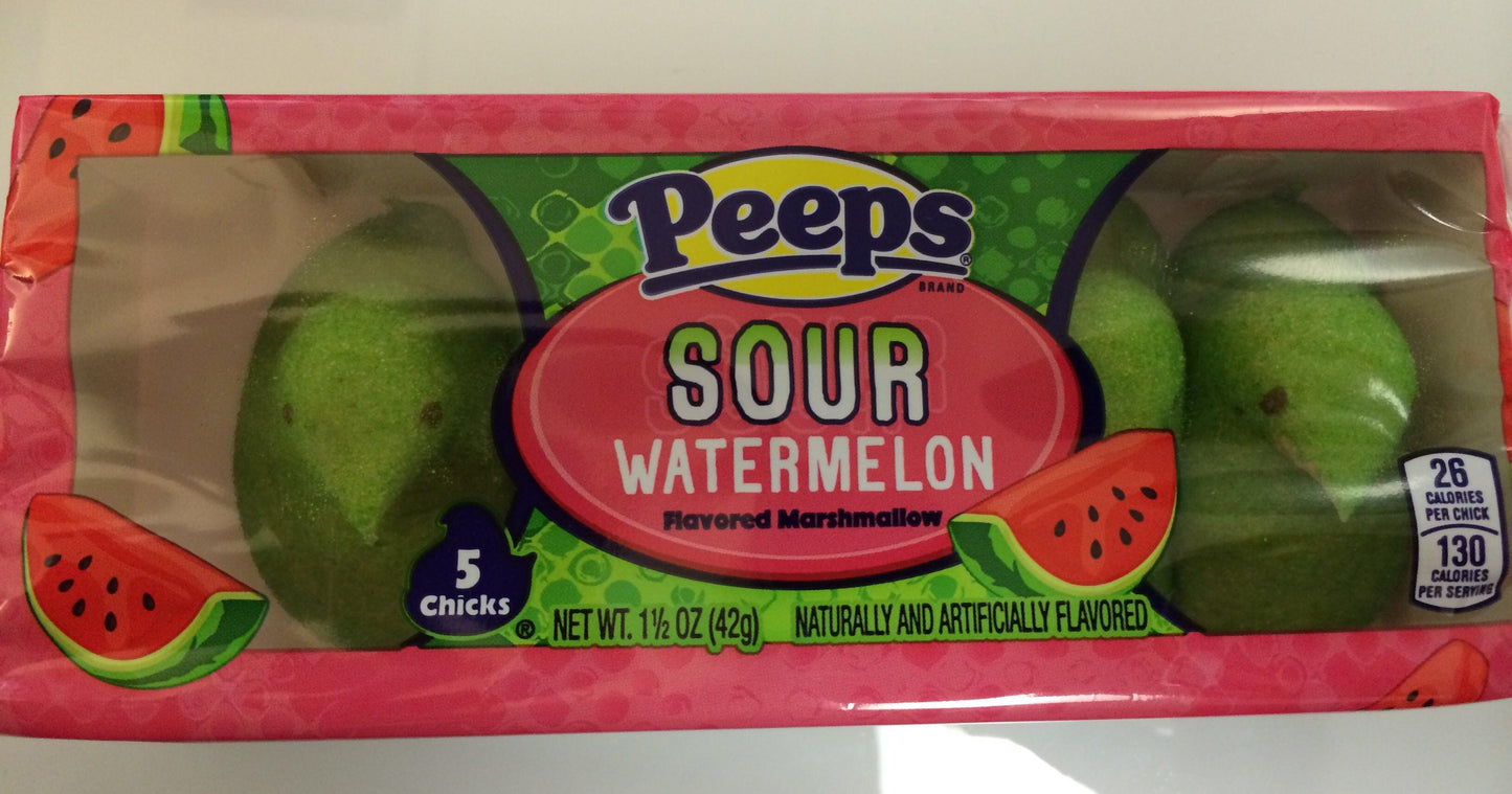 Peeps Marshmallow Sour Watermelon Chicks 5 PK - Extreme Snacks