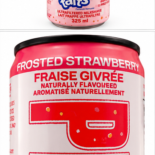 PRIME Pop-Tarts Frosted Strawberry protein shake branding closeup
