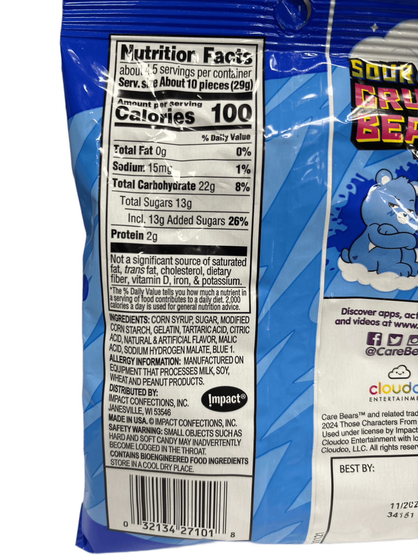 Warheads Care Bears Sour Grumpy Bears 4.5OZ - Extreme Snacks